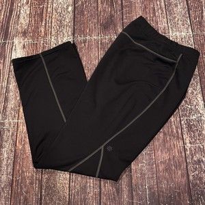 Athleta Women Black Stripe Bettona Bootcut Yoga Stretch Nylon Pants 41151 Medium